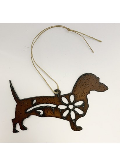 Dachshund metal flower decoration